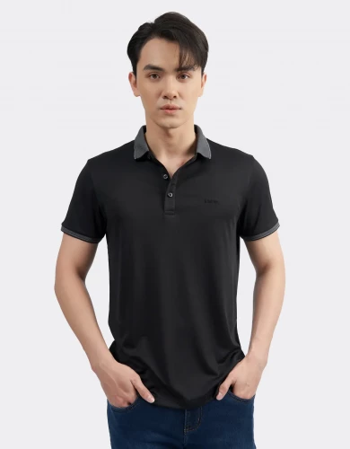 Áo polo nam màu đen trơn 3002B