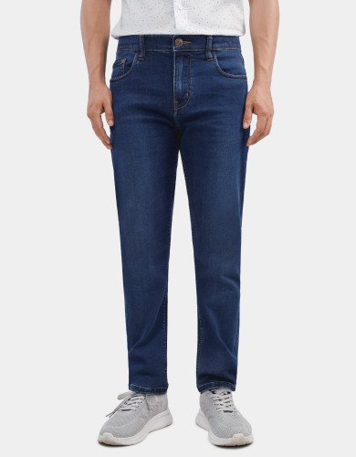 Quần jeans nam basic dáng slim màu xanh đậm 4011A