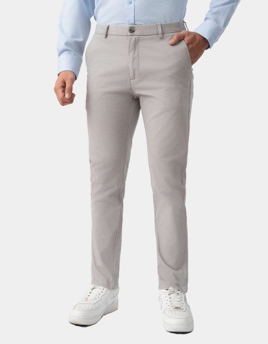 Quần kaki nam dáng carrot fit trơn màu ghi đá 4002C