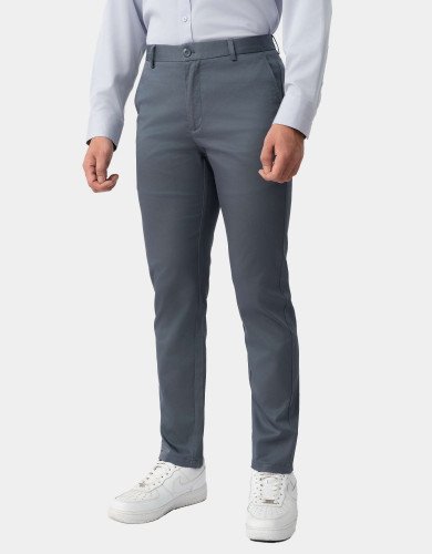 Quần kaki nam dáng carrot fit trơn ghi đá 4001C