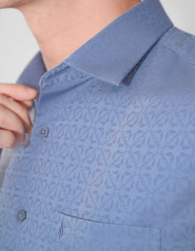 Áo sơ mi dài tay nam màu xanh đá họa tiết 4059C