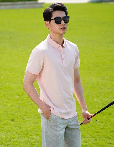 Áo polo nam màu hồng nhạt trơn 2013